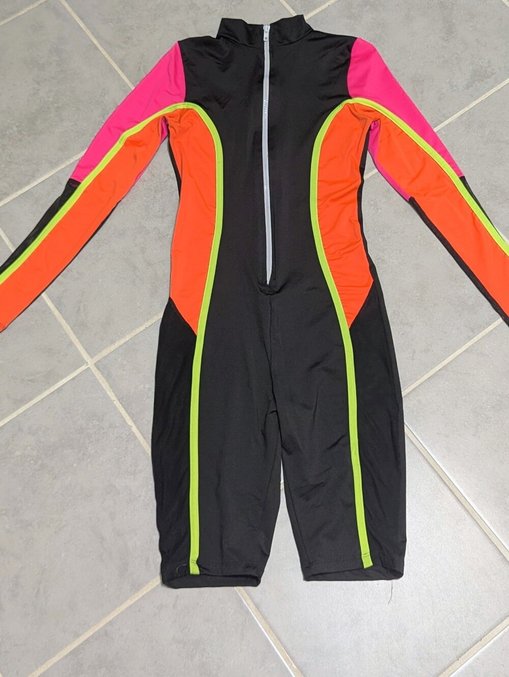 INC USA Women's Long Sleeve Colorblock Biker Zip Up Romper Medium